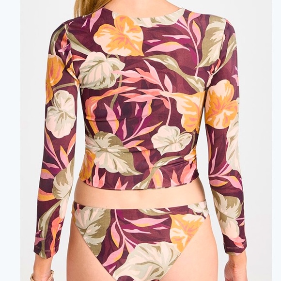 New Mikoh Free People Jeju / Miyako Sm 2Pc Surf Rash Guard Long Sleeve / LowRise - Picture 2 of 13